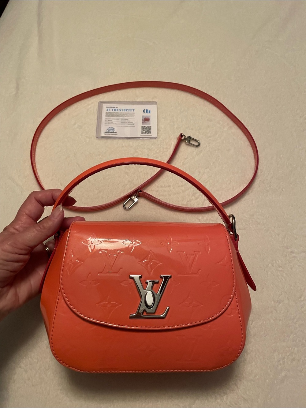 Louis Vuitton Orange Patent Vernis Abbey Mini Top Handle Bag